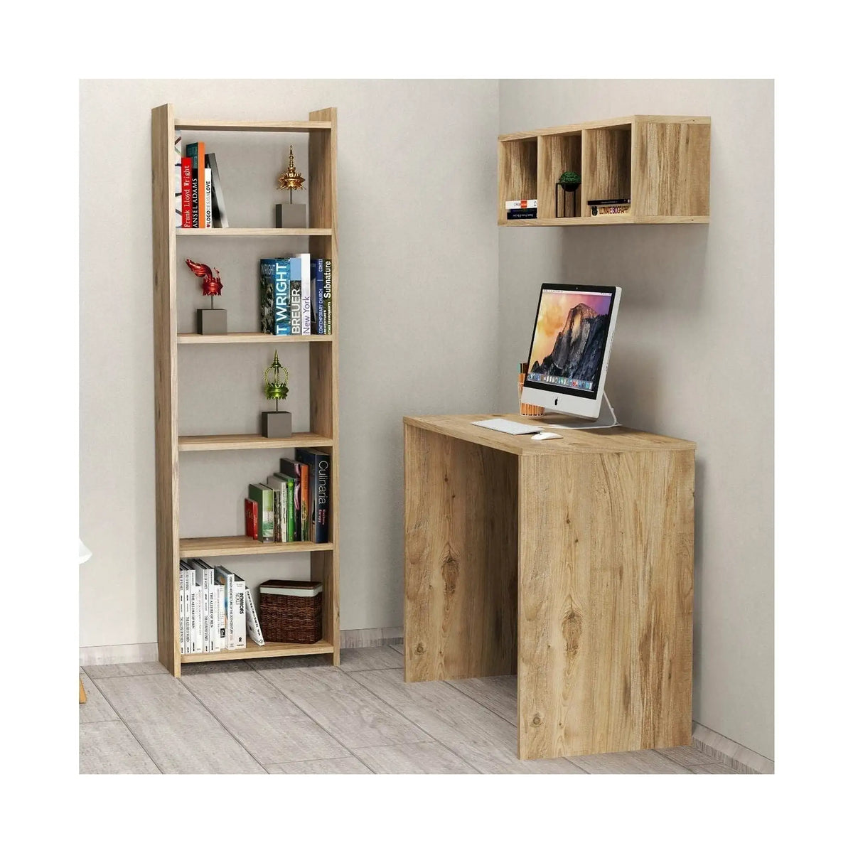 Set birou CLM0302, stejar, PAL melaminat
