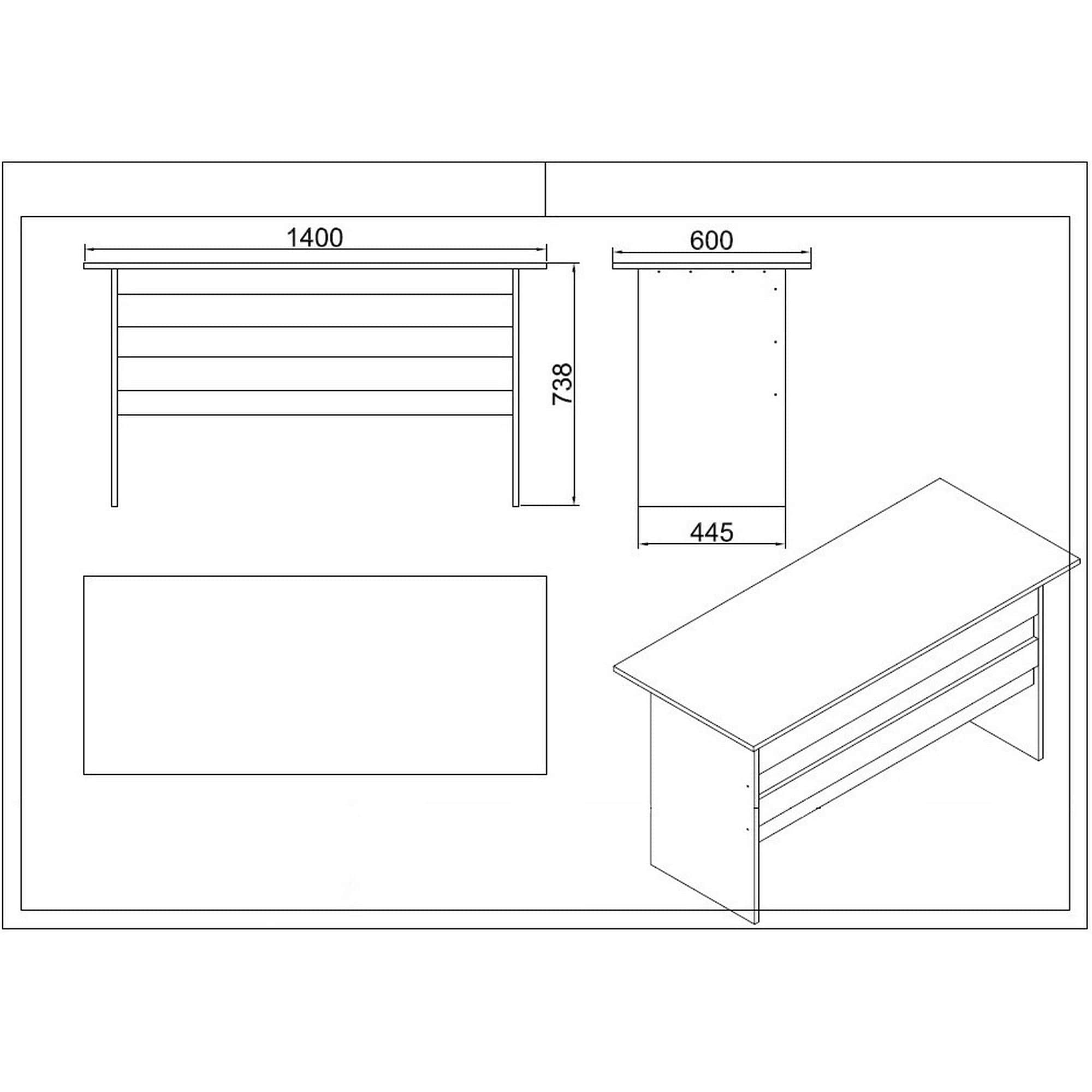 Set birou VO17 - BA, nuc/gri antracit, PAL melaminat