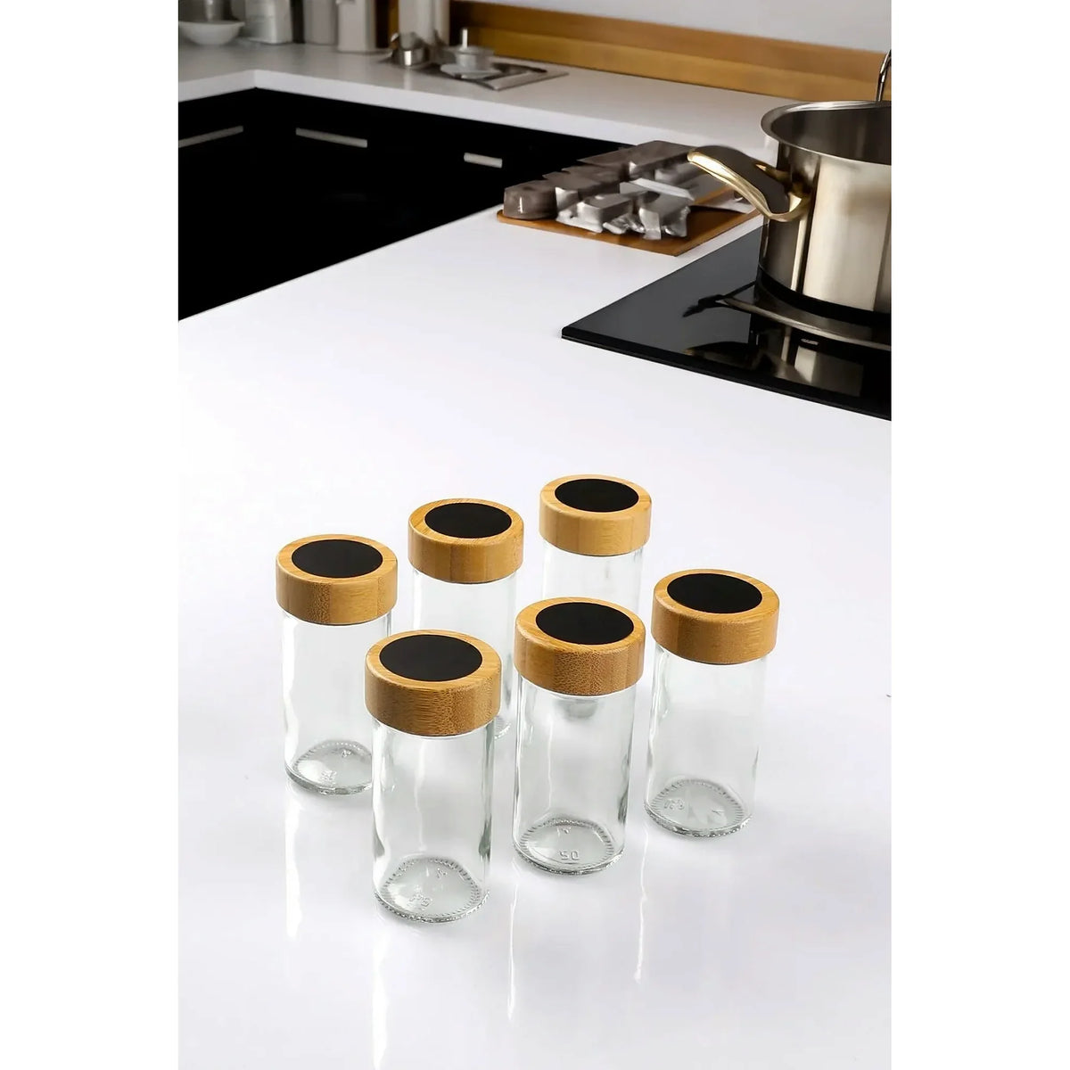 Set borcane BADE, 6 piese, transparent, sticlă, 80 ml