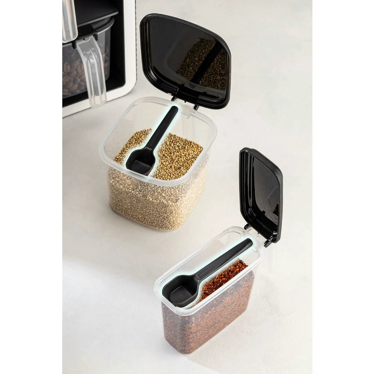 Set borcane condimente BNM-9516, 10 piese, gri antracit, plastic, 5x10x9 cm