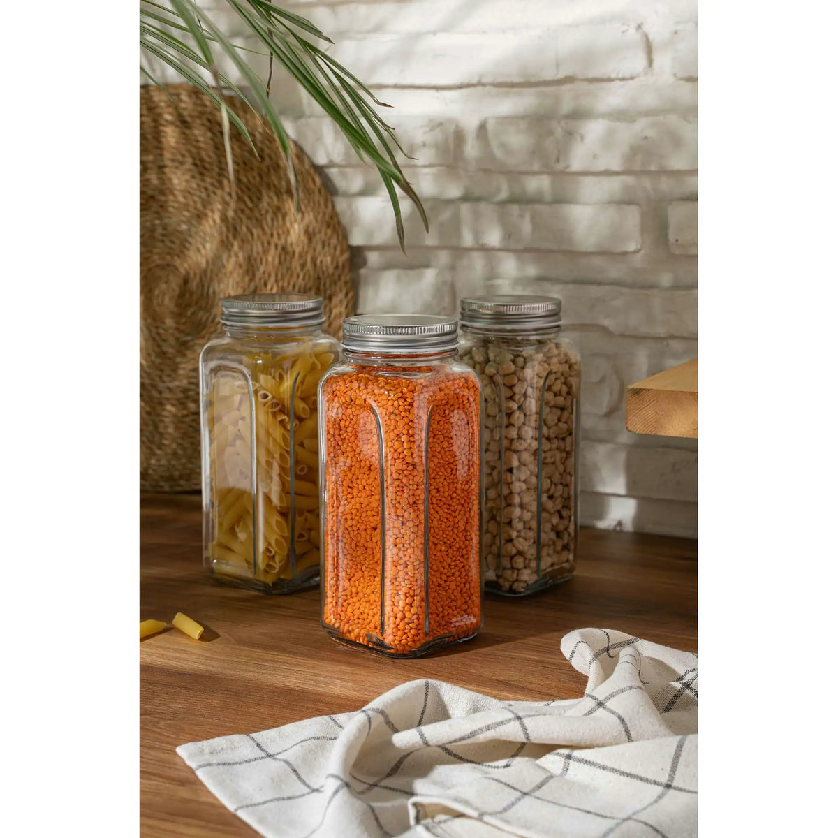 Set borcane SHY9803LU, 3 piese, argintiu, sticlă, 980 ml