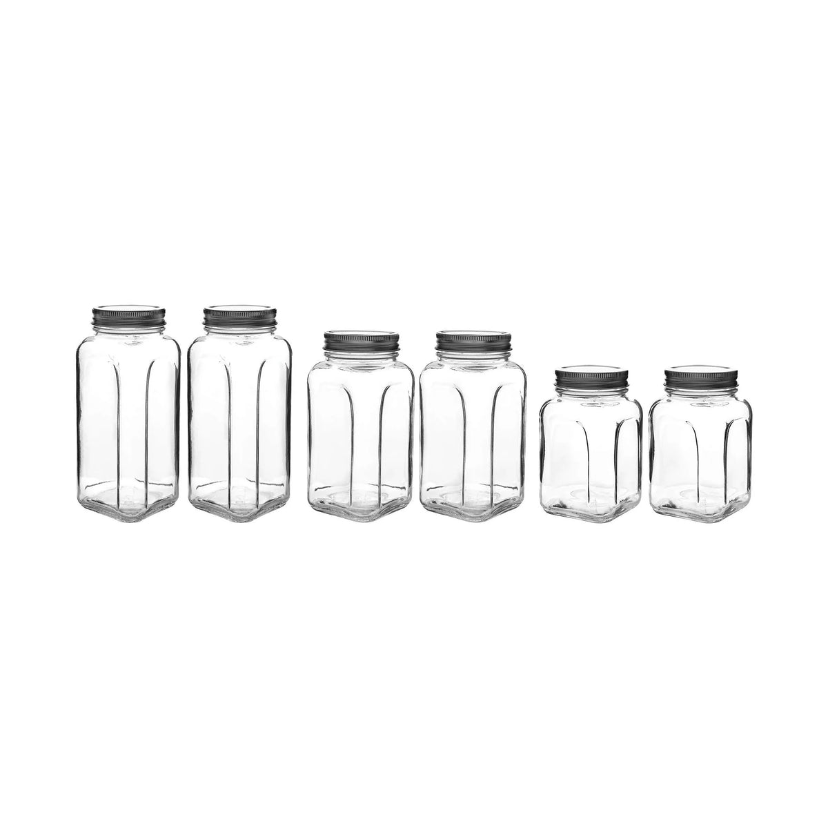 Set borcane SHYMIX6LI, 6 piese, argintiu, sticlă, 370/540/660 ml