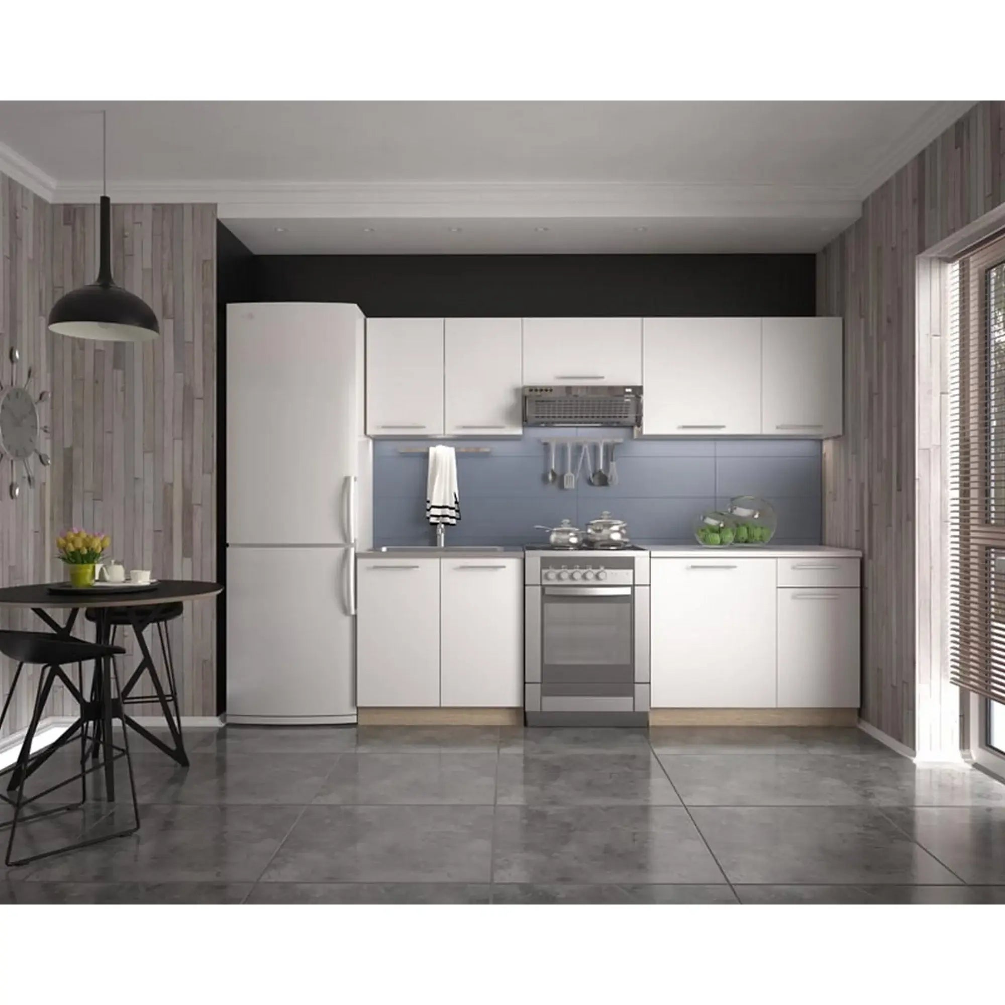 Set bucatarie DARIA, alb/stejar sonoma, PAL laminat, 240 cm