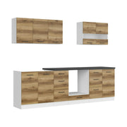 Set bucatarie JUNONA LINE, stejar delano/alb, PAL, 260 cm, cu blat negru