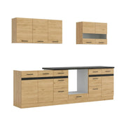 Set bucatarie JUNONA LINE, stejar, PAL, 260 cm, cu blat negru