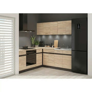 Set bucatarie JUNONA LINE, stejar sonoma/wenge, PAL, 200x200 cm, dreapta, cu blat stejar sonoma