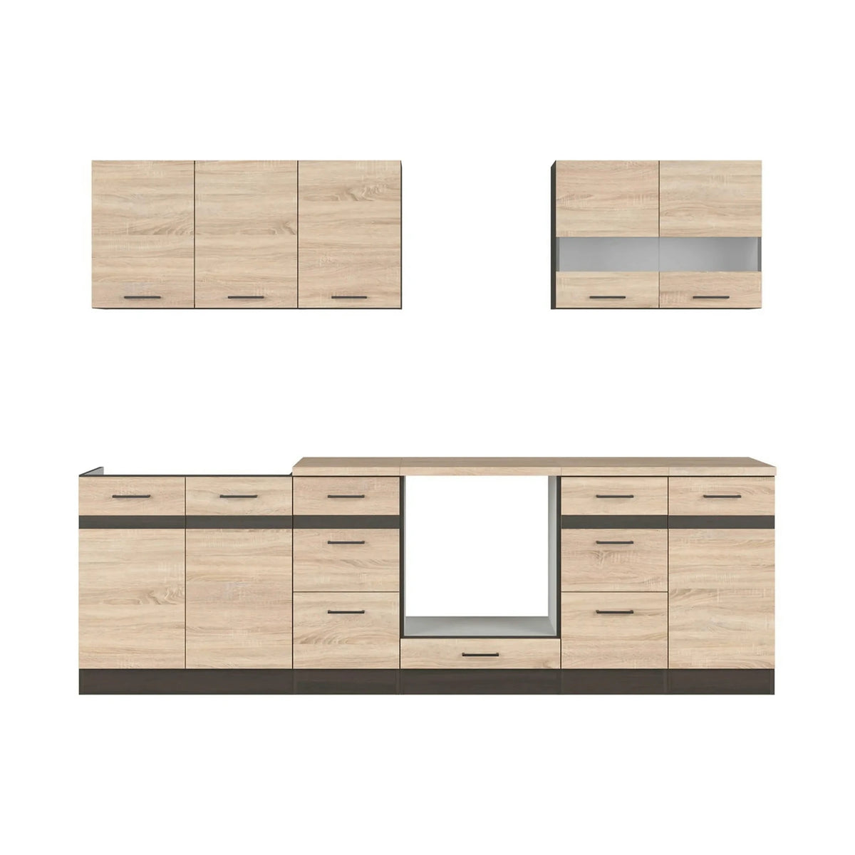 Set bucatarie JUNONA LINE, stejar sonoma/wenge, PAL, 260 cm, cu blat stejar sonoma