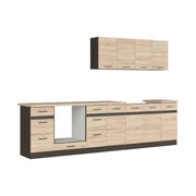 Set bucatarie JUNONA LINE, stejar sonoma/wenge, PAL, 300 cm, cu blat stejar sonoma