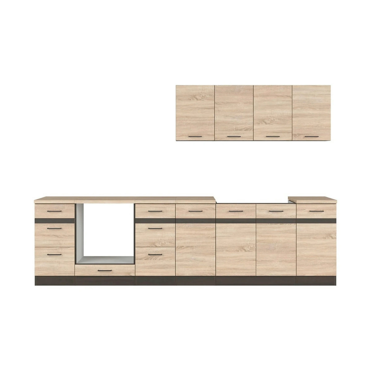 Set bucatarie JUNONA LINE, stejar sonoma/wenge, PAL, 300 cm, cu blat stejar sonoma