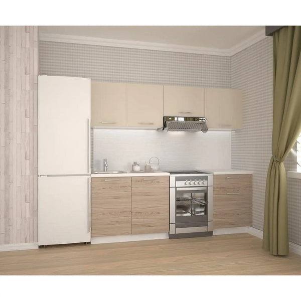 Set bucatarie KATIA, alb/bej deschis/stejar, 220 cm