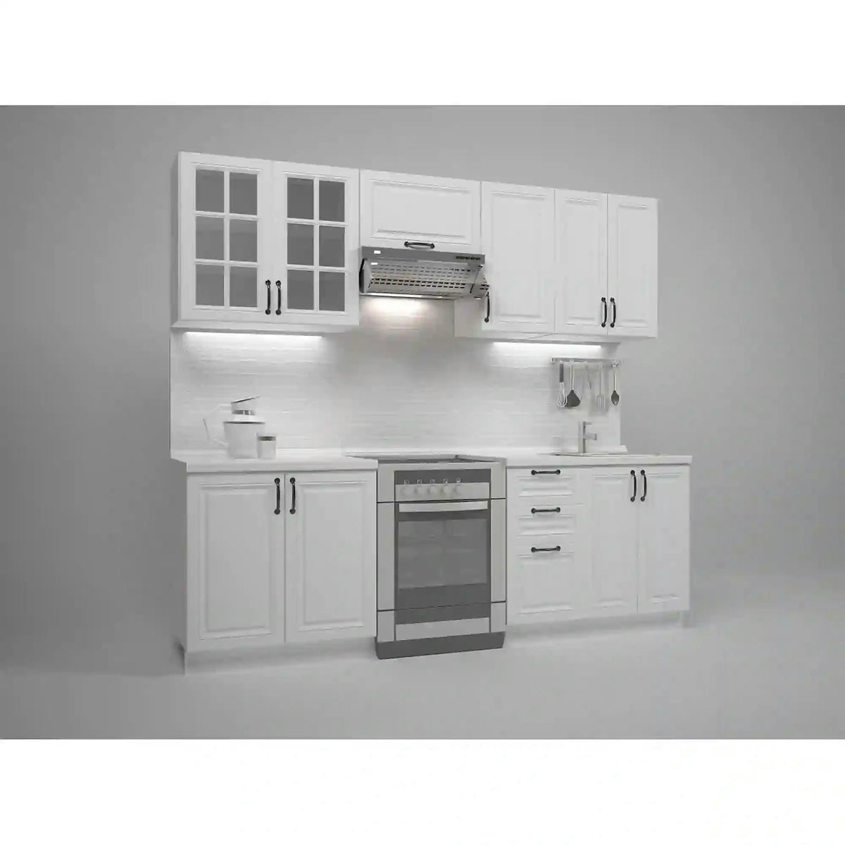 Set bucatarie MICHELLA, alb, PAL, 240 cm