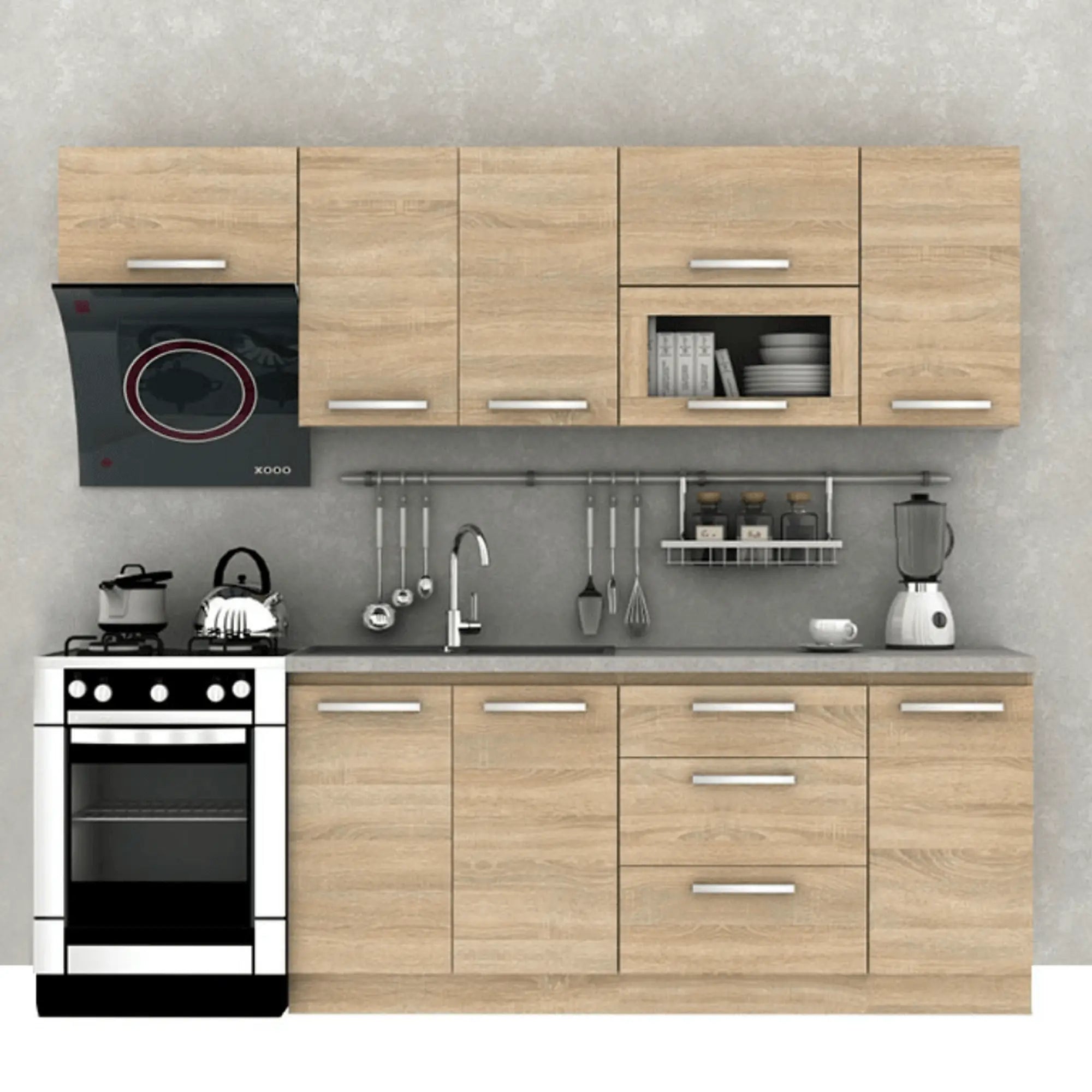 Set bucatarie NOVA PLUS, stejar sonoma, 240 cm