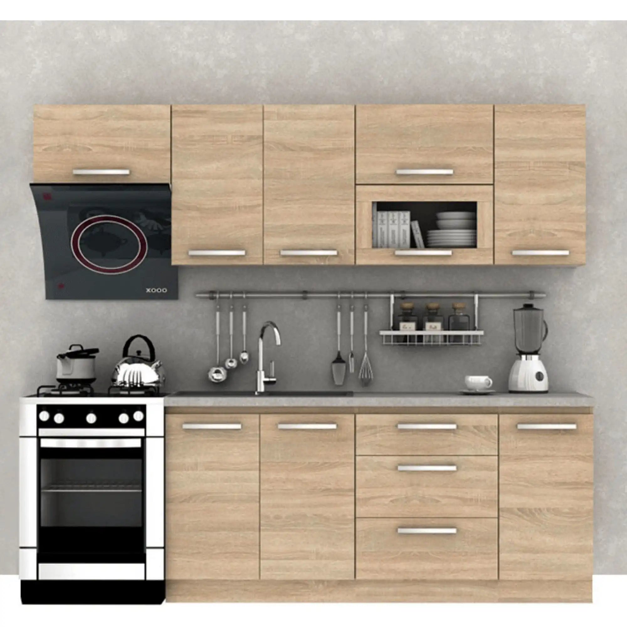 Set bucatarie NOVA PLUS, stejar sonoma, 240 cm