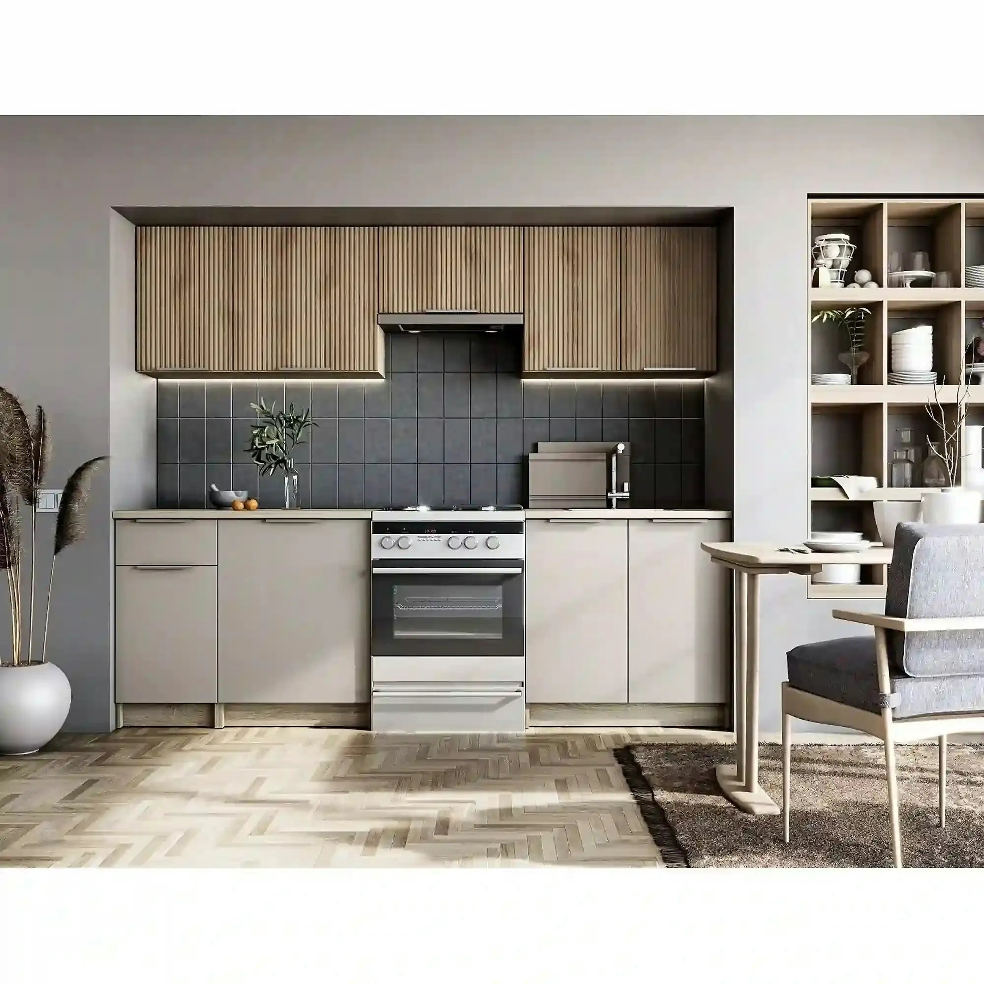 Set bucatarie TATIANA, casmir/stejar sonoma, 240 cm