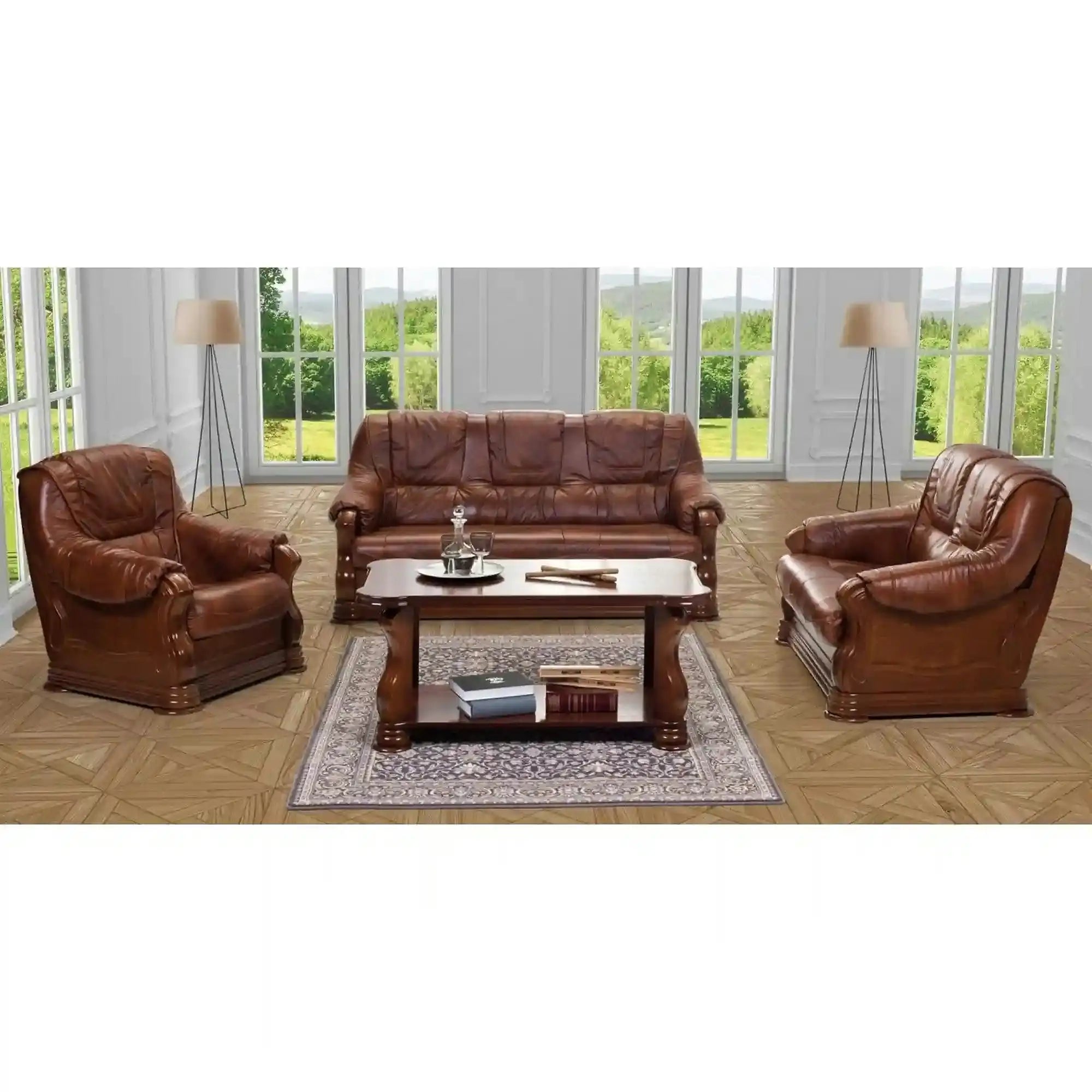 Set canapea extensibila si fotoliu PARMA 321 pachet special din piele naturala