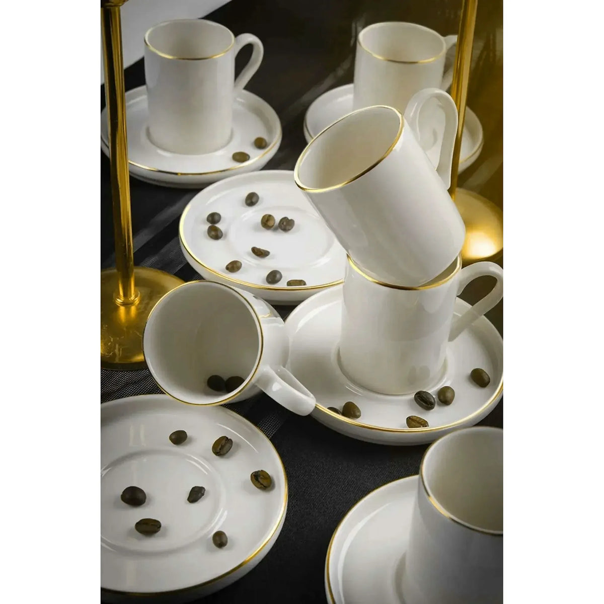 Set cești cafea (12 piese), MCH10064, Alb / Auriu