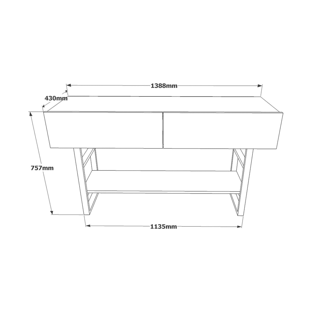Set consola cu oglinda ML24-A, stejar/negru, PAL melaminat/metal