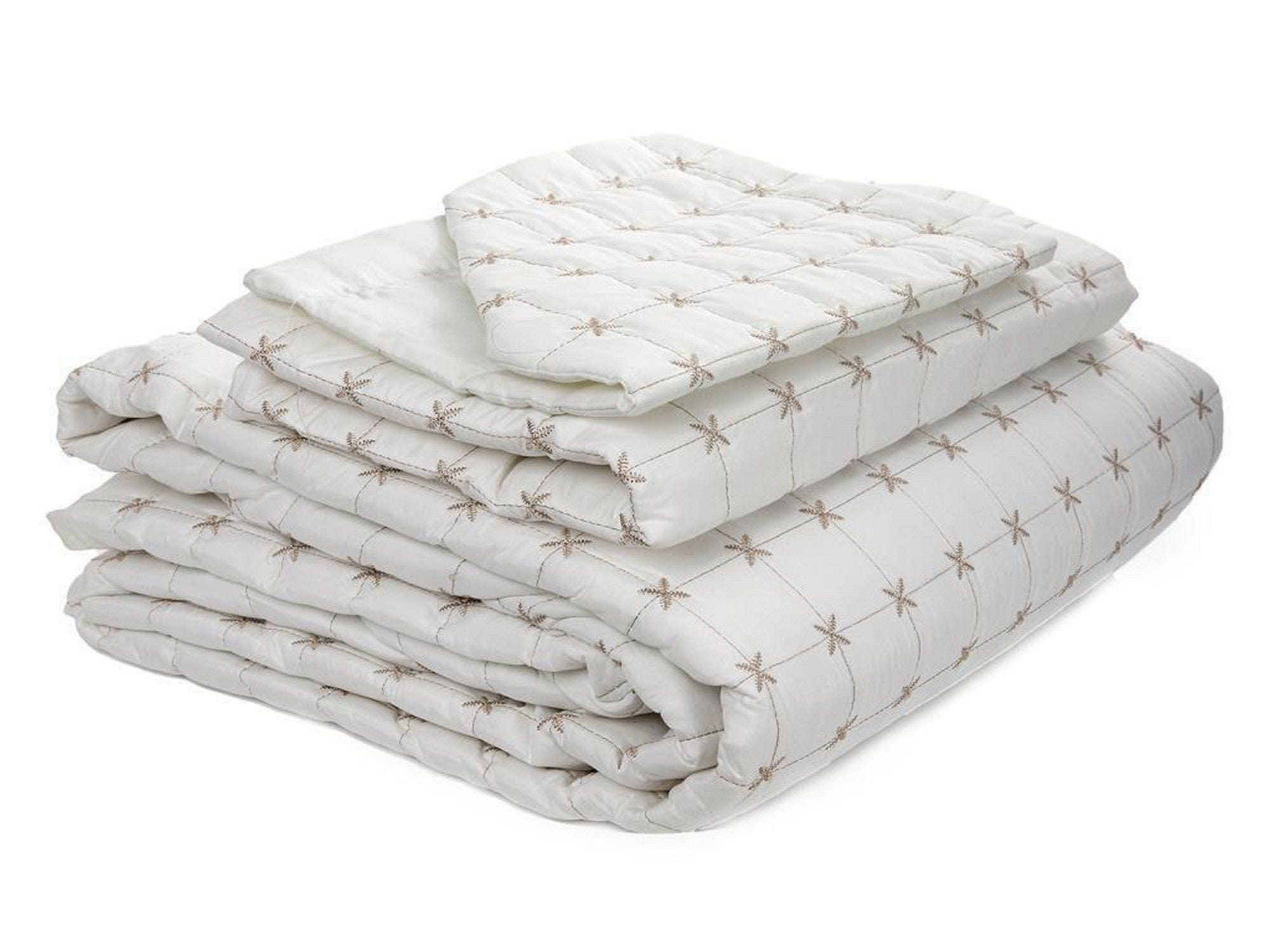 Set cuvertura pat dublu 773NVA1247, crem, bumbac, 250x260 cm, cu 3 fete de perna
