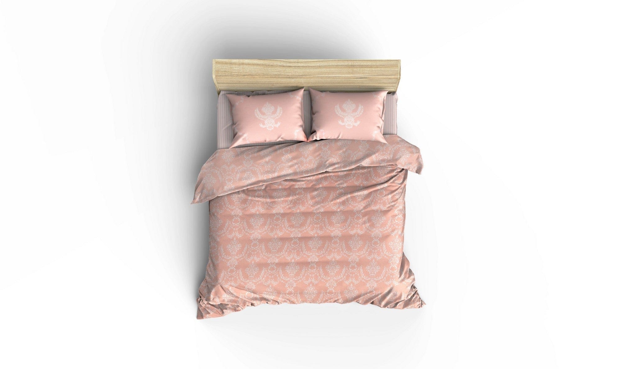 Set cuvertura pat dublu PURE, roz, bumbac, 200x235 cm, cu cearceaf si 2 fete de perna