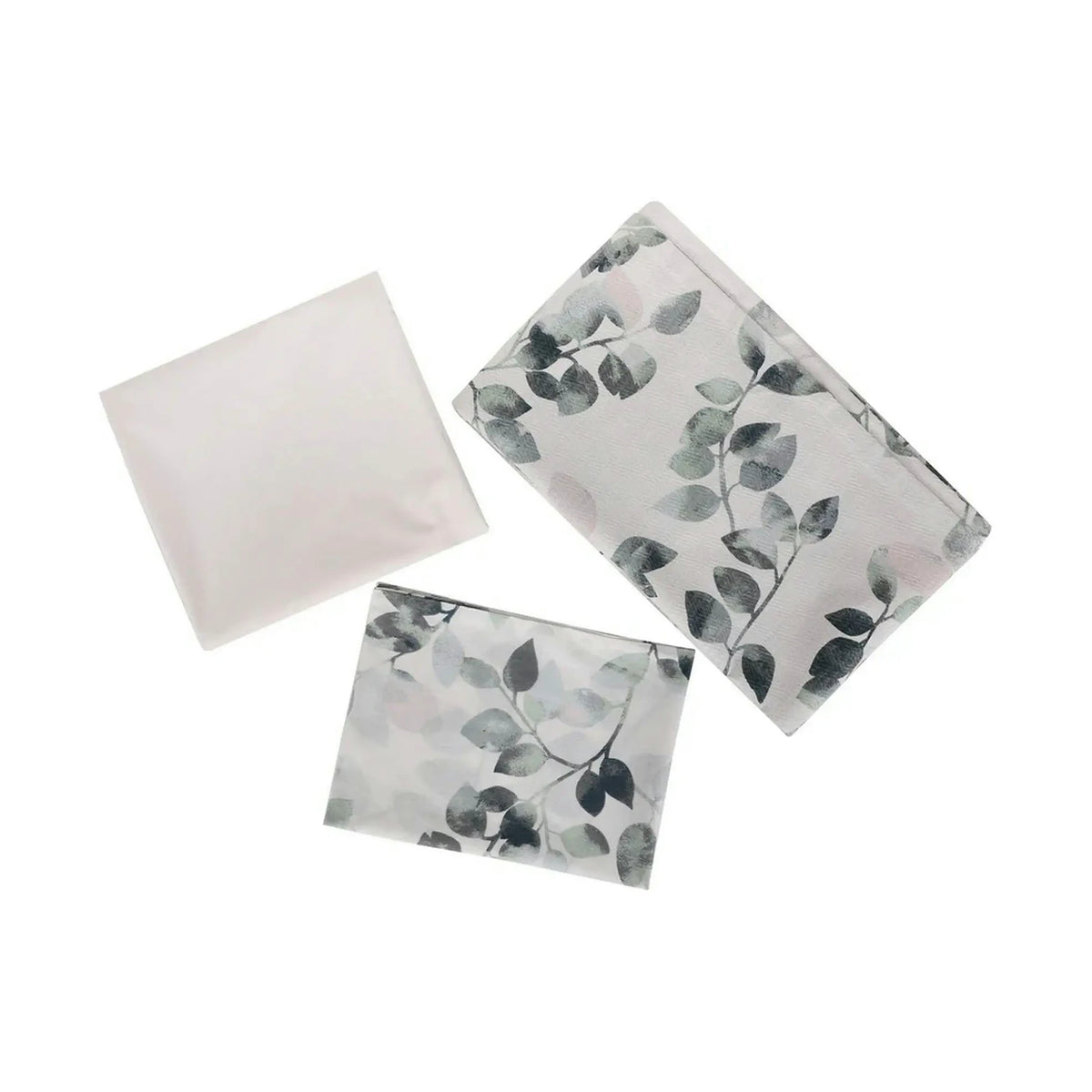 Set cuvertura pat dublu SABINE, alb/verde, bumbac, 200x235 cm, cu cearsaf si 2 fete de perna