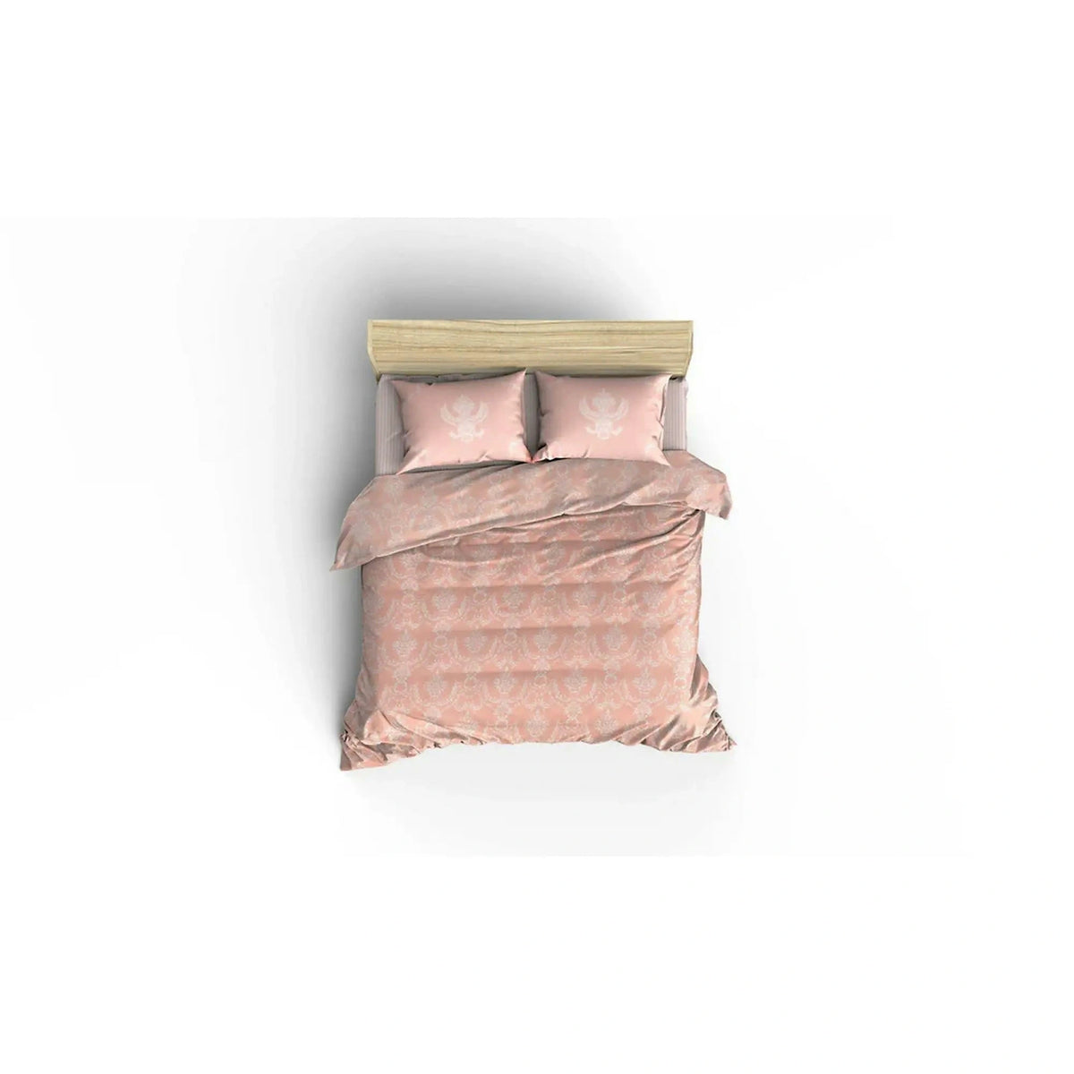 Set cuvertura pat PURE, roz/alb, bumbac, 160x235 cm, cu cearceaf si fata de perna