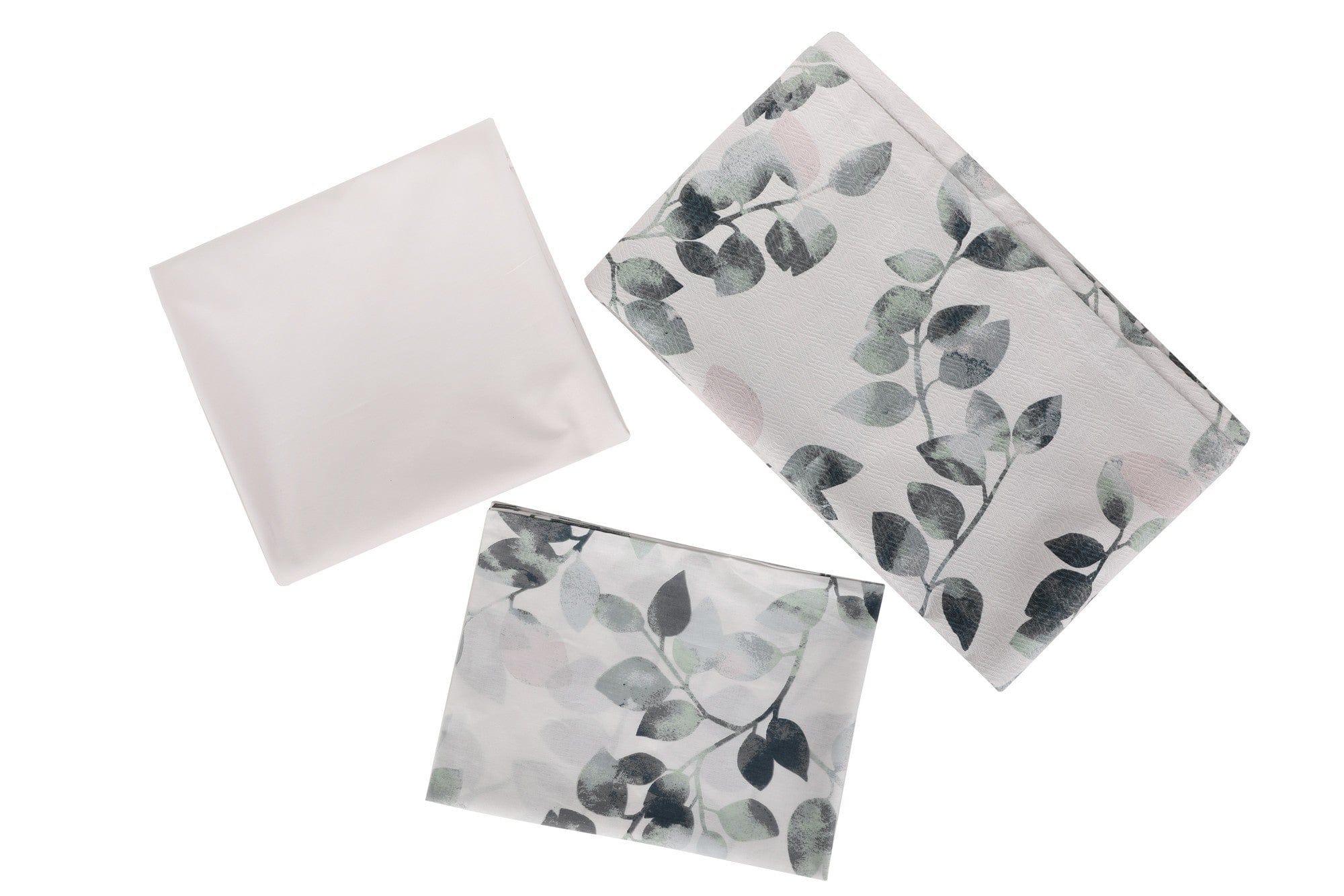 Set cuvertura pat SABINE, alb/verde, bumbac, 160x235 cm, cu cearceaf si fata de perna