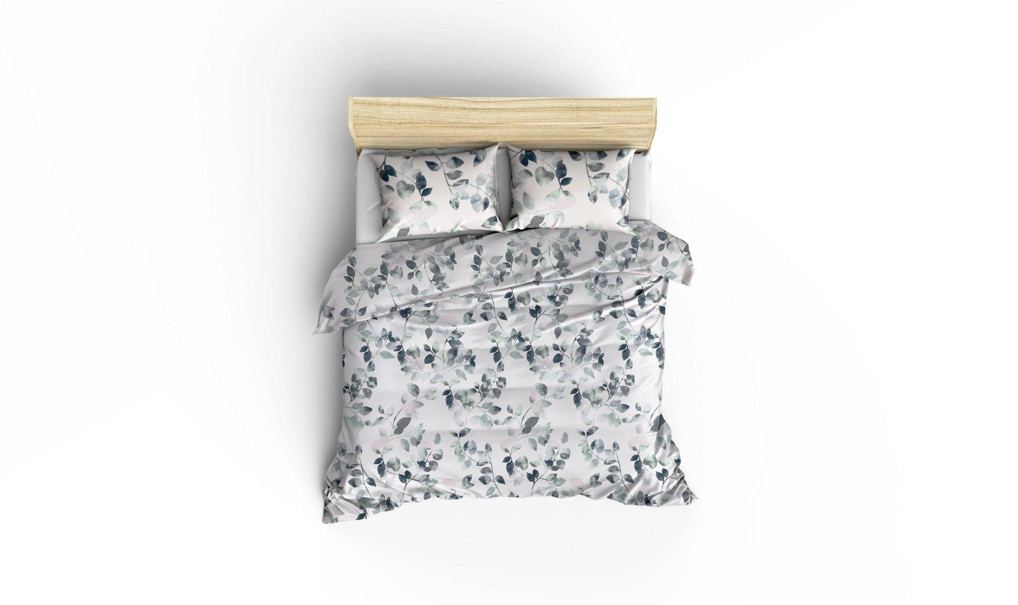 Set cuvertura pat SABINE, alb/verde, bumbac, 160x235 cm, cu cearceaf si fata de perna