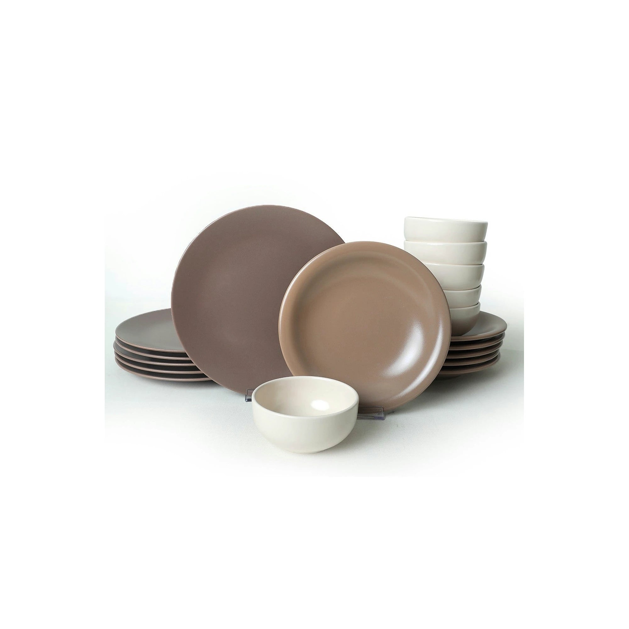Set de cina 275KRM1972, 18 piese, alb/bej, ceramica