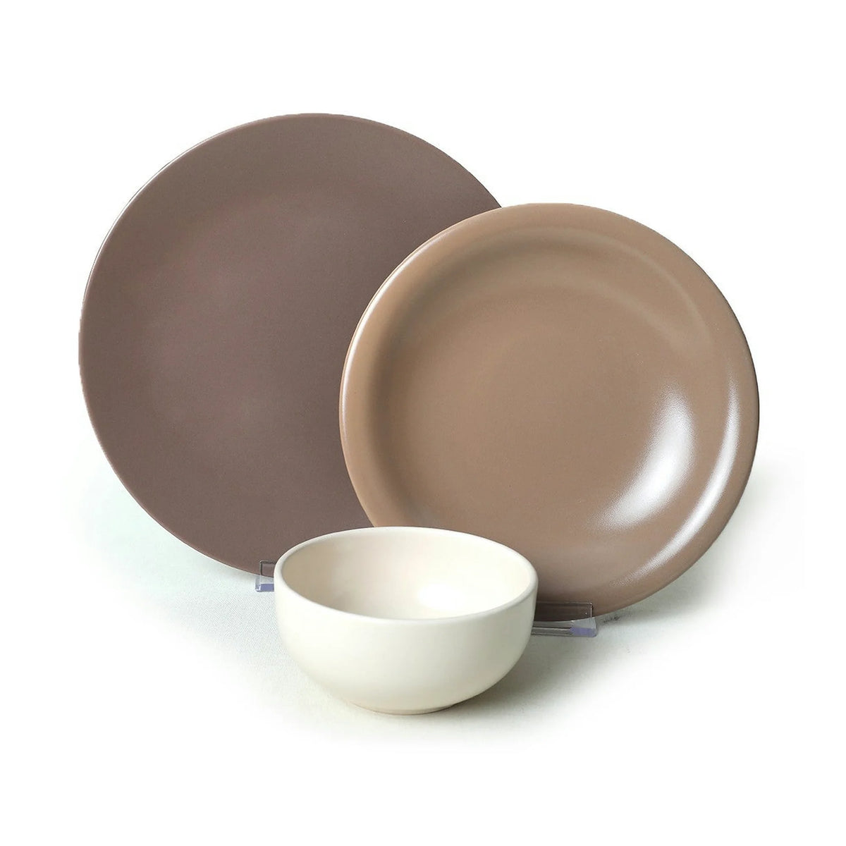 Set de cina 275KRM1972, 18 piese, alb/bej, ceramica