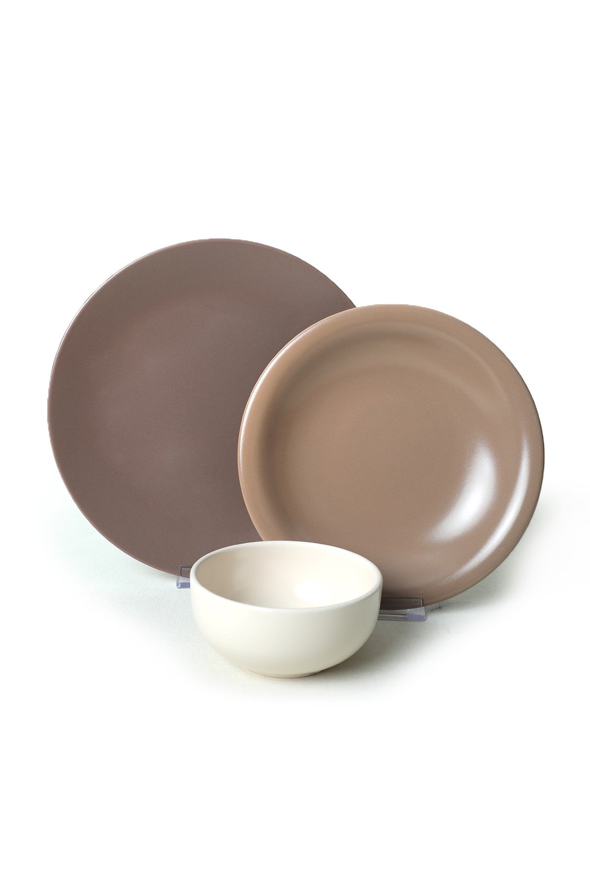 Set de cina 275KRM1972, 18 piese, alb/bej, ceramica