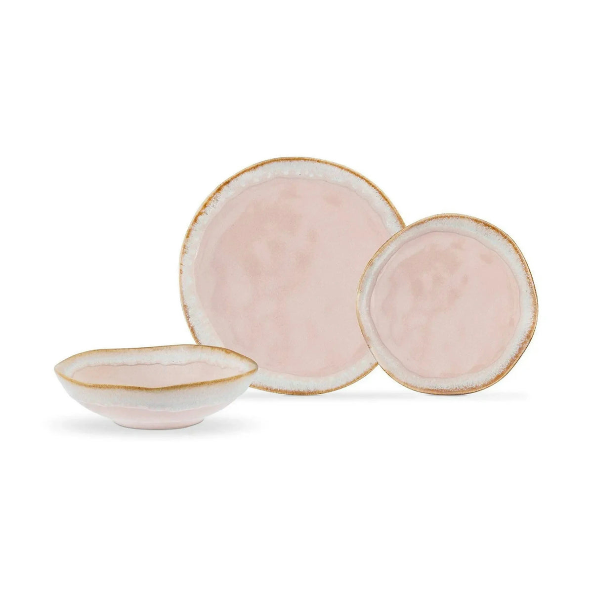 Set de cina 275KRM2186, 18 piese, roz, ceramica
