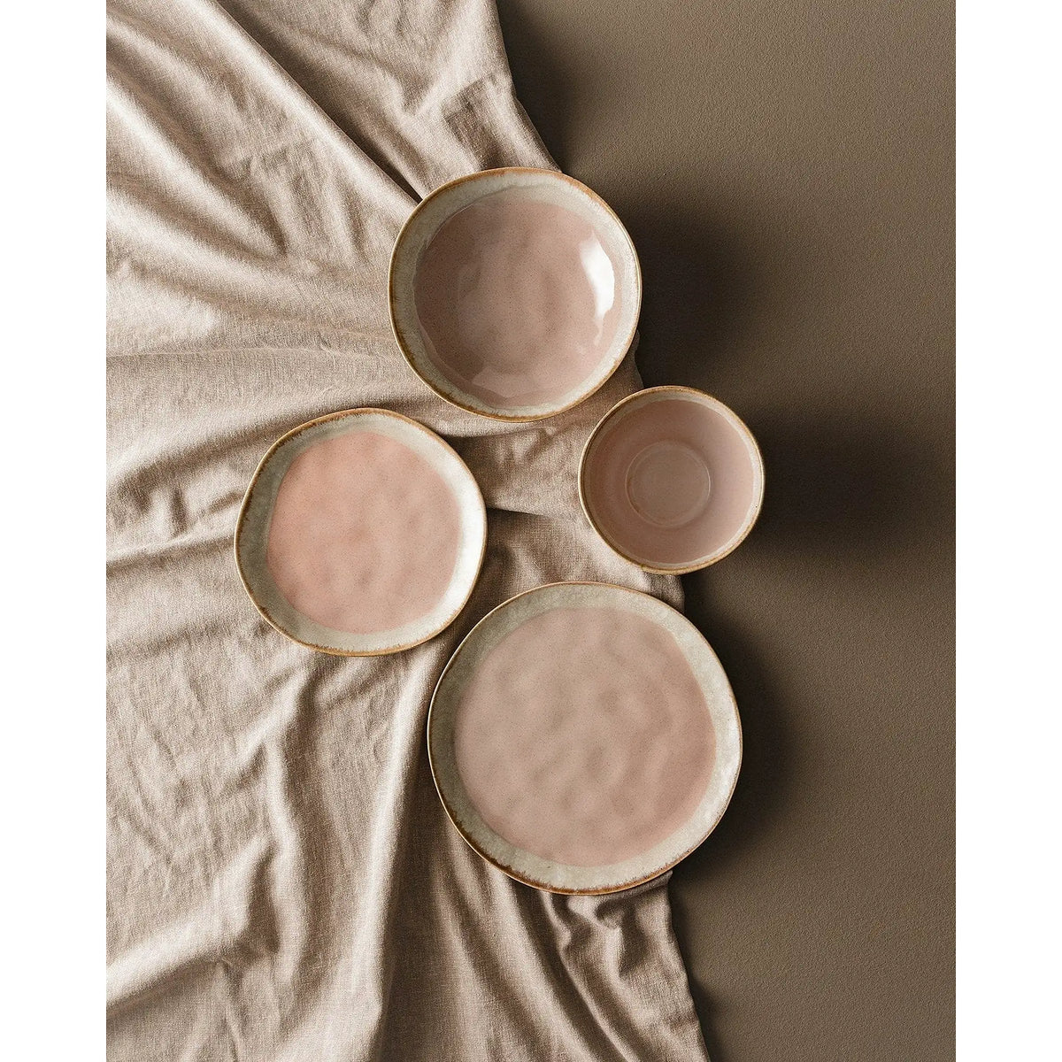Set de cina 275KRM2186, 18 piese, roz, ceramica