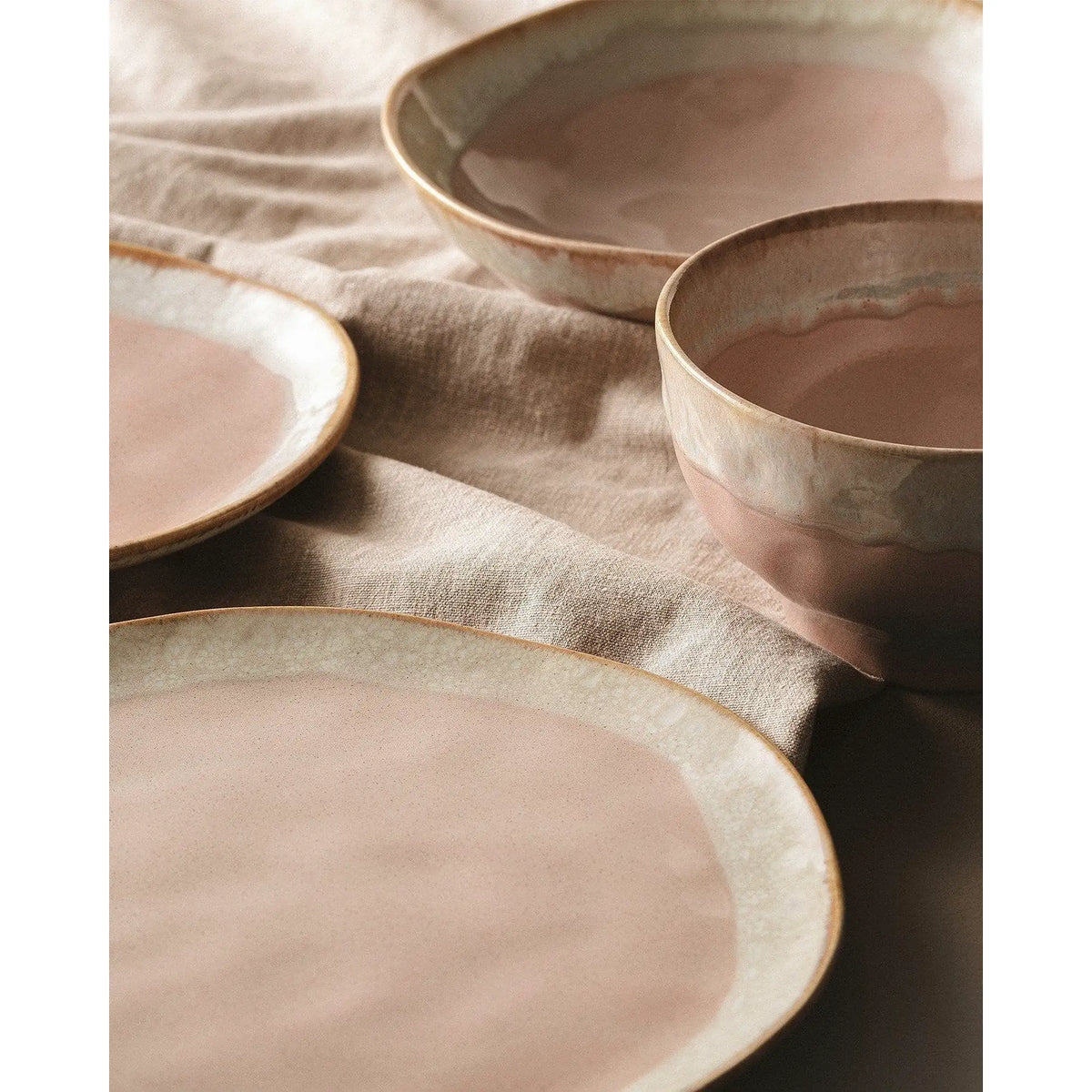 Set de cina 275KRM2186, 18 piese, roz, ceramica
