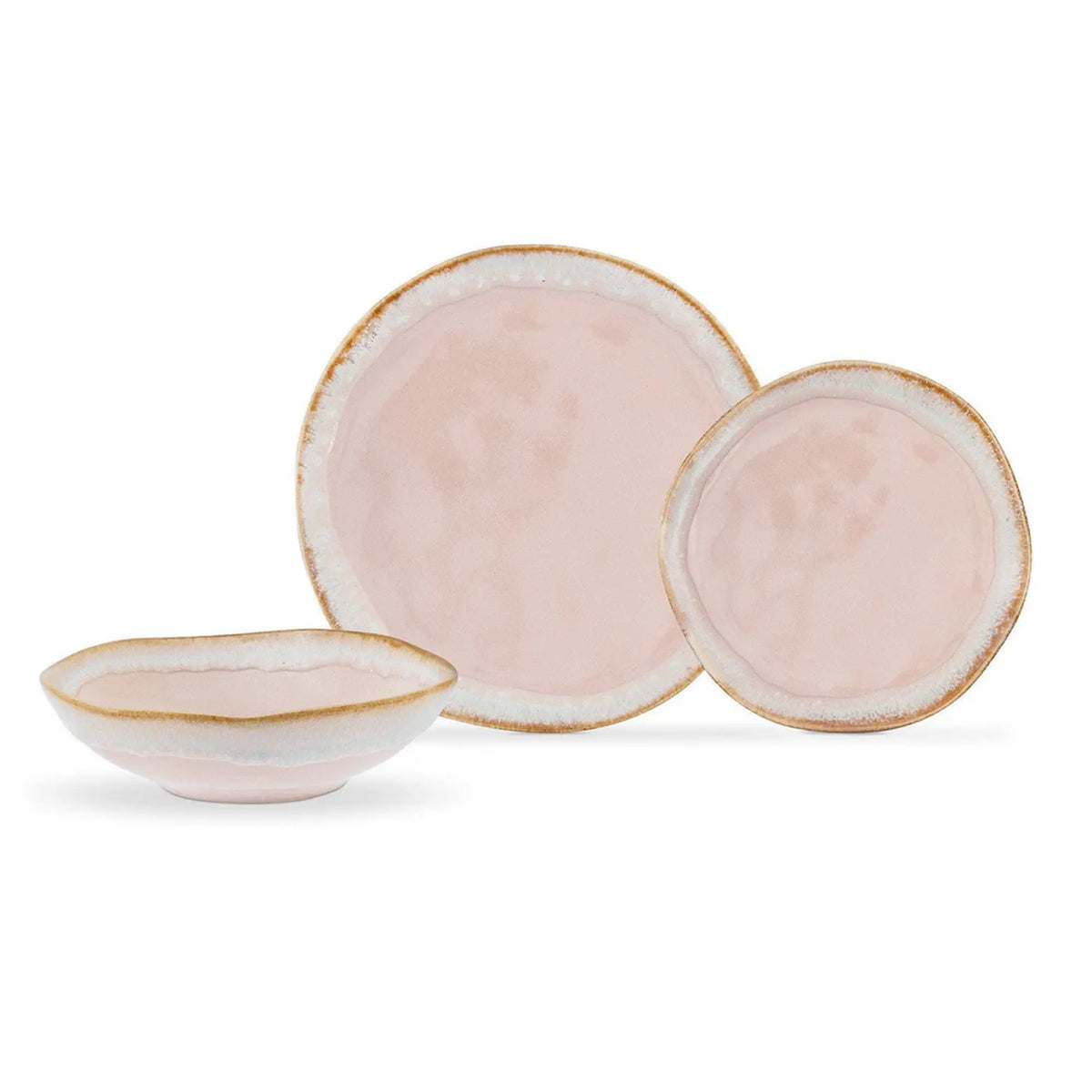 Set de cina 275KRM2186, 18 piese, roz, ceramica