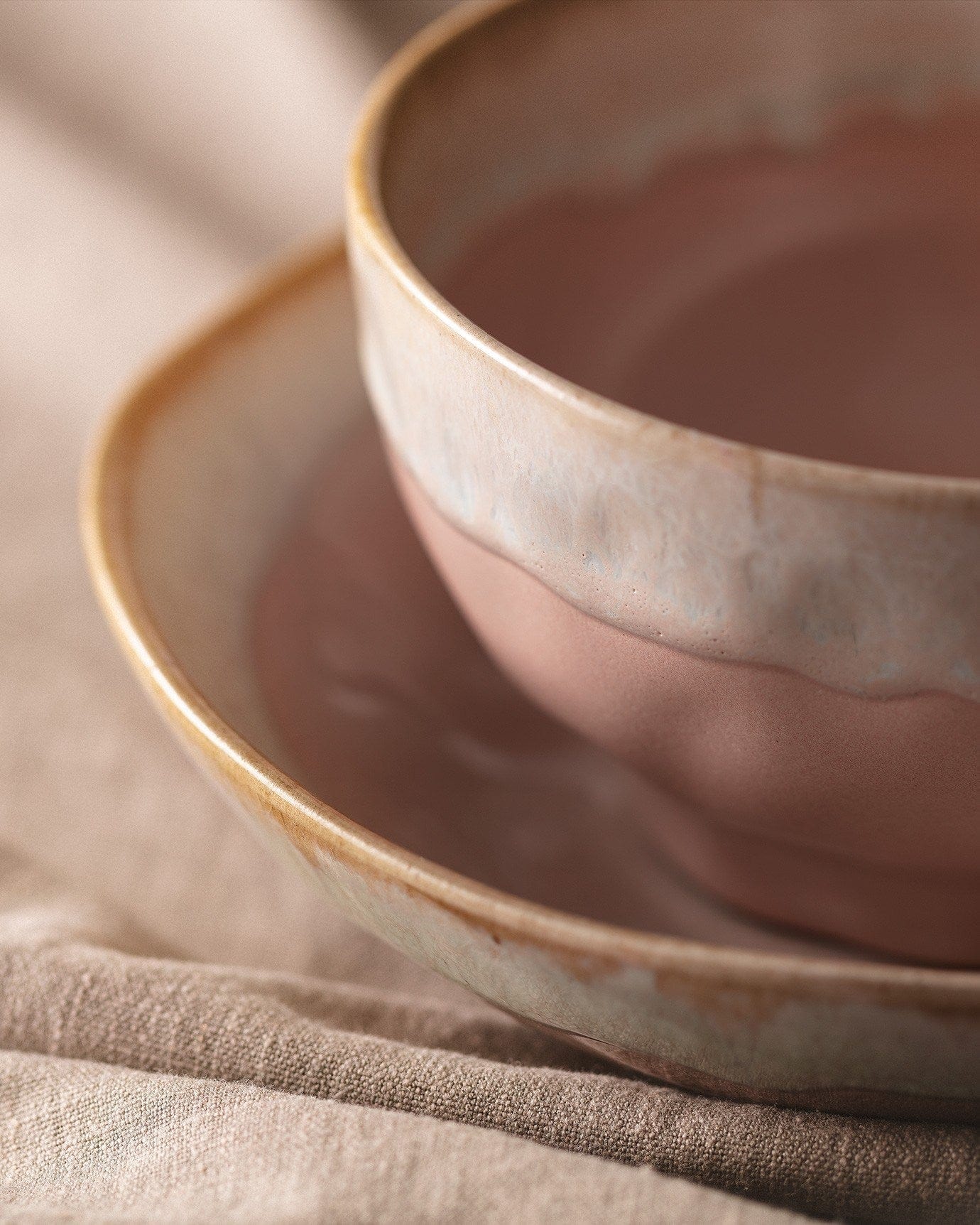 Set de cina 275KRM2186, 18 piese, roz, ceramica