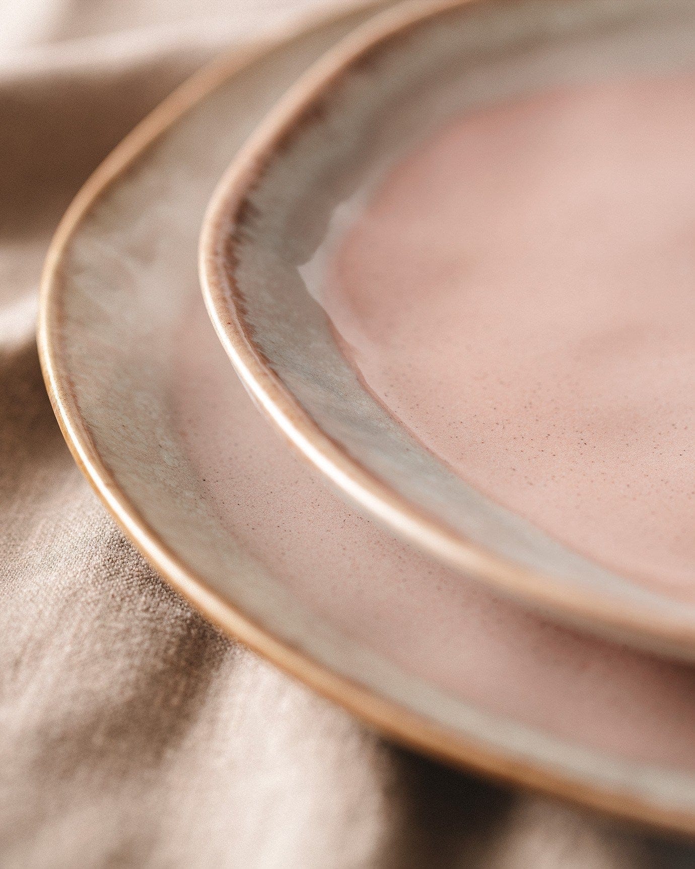 Set de cina 275KRM2186, 18 piese, roz, ceramica