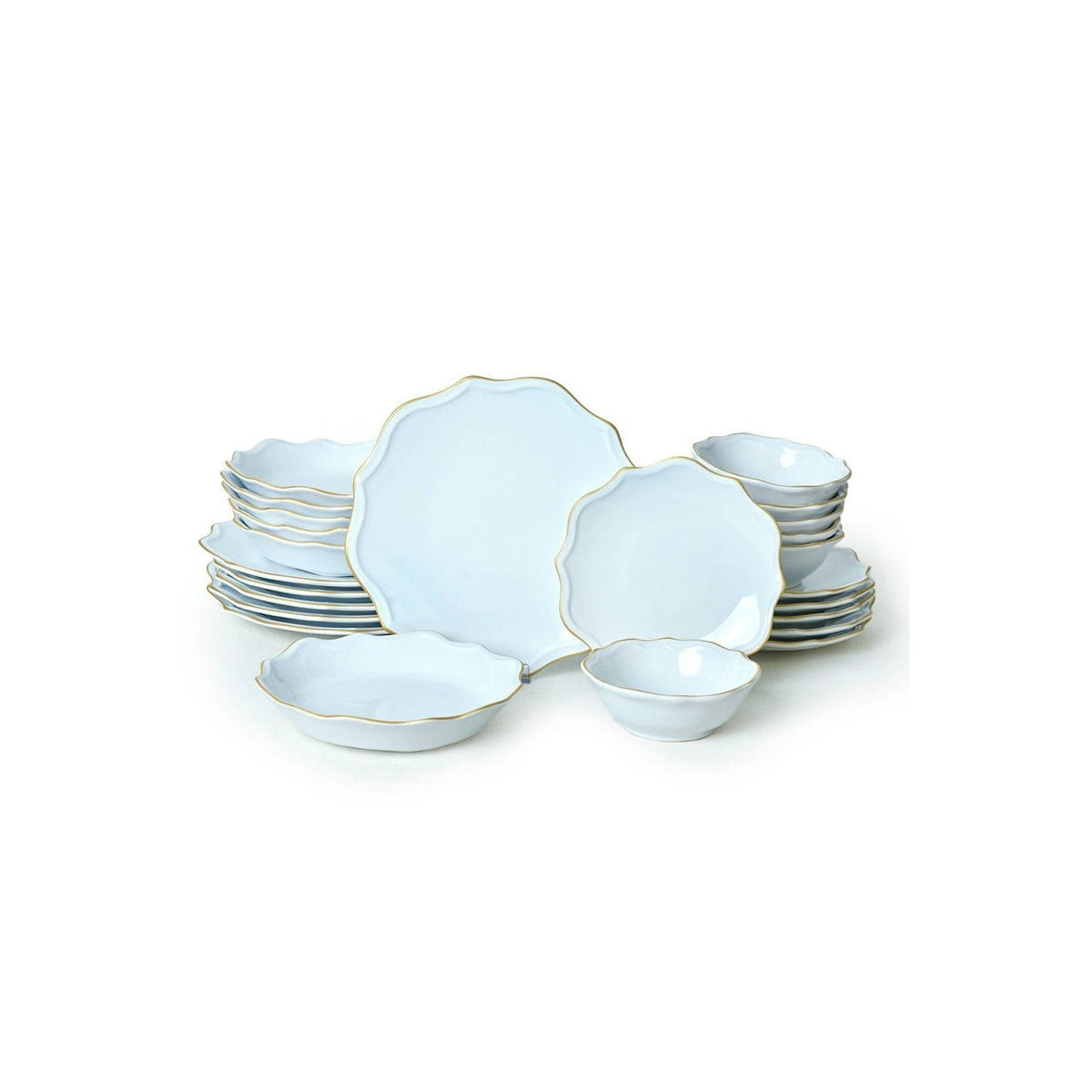 Set de cina 275KRM2222, 24 piese, alb, ceramica