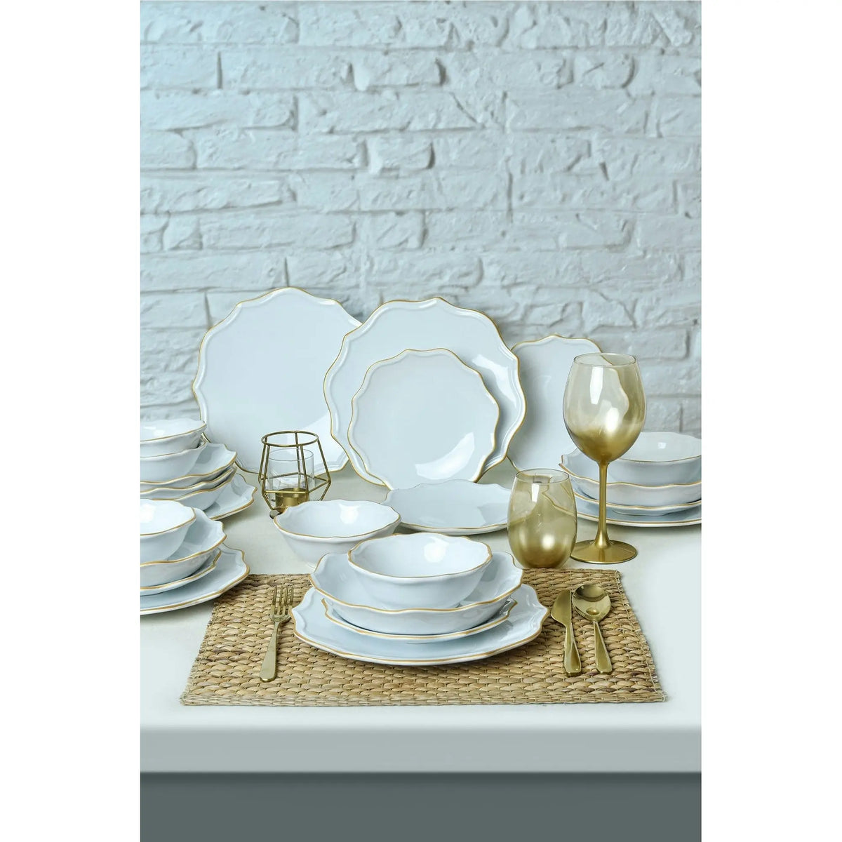 Set de cina 275KRM2222, 24 piese, alb, ceramica