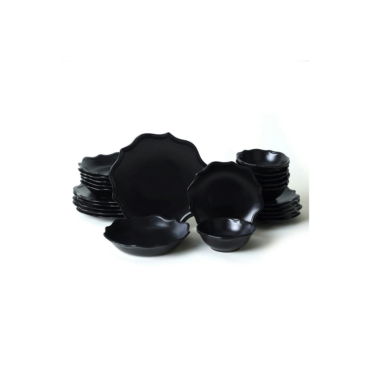 Set de cina 275KRM2341, 24 piese, negru mat, ceramica