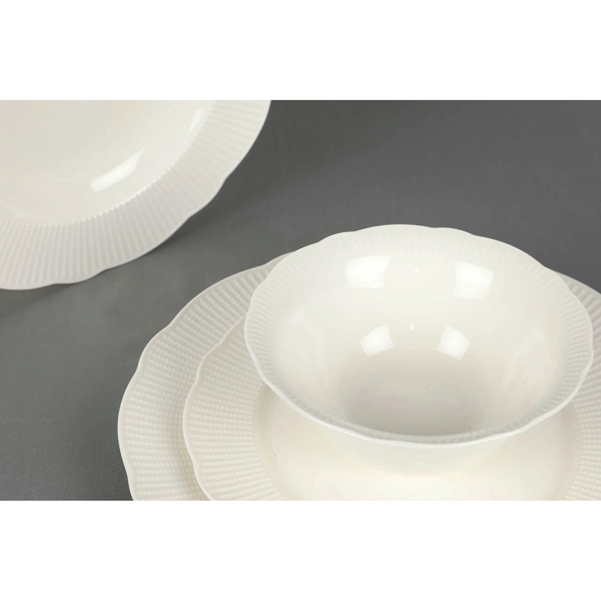Set de cină BNILY24Y200, 24 piese, alb, porțelan