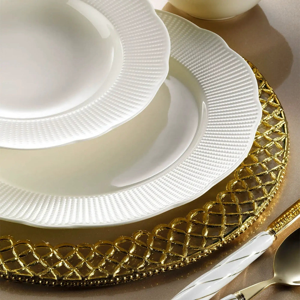 Set de cină BNILY24Y200, 24 piese, alb, porțelan