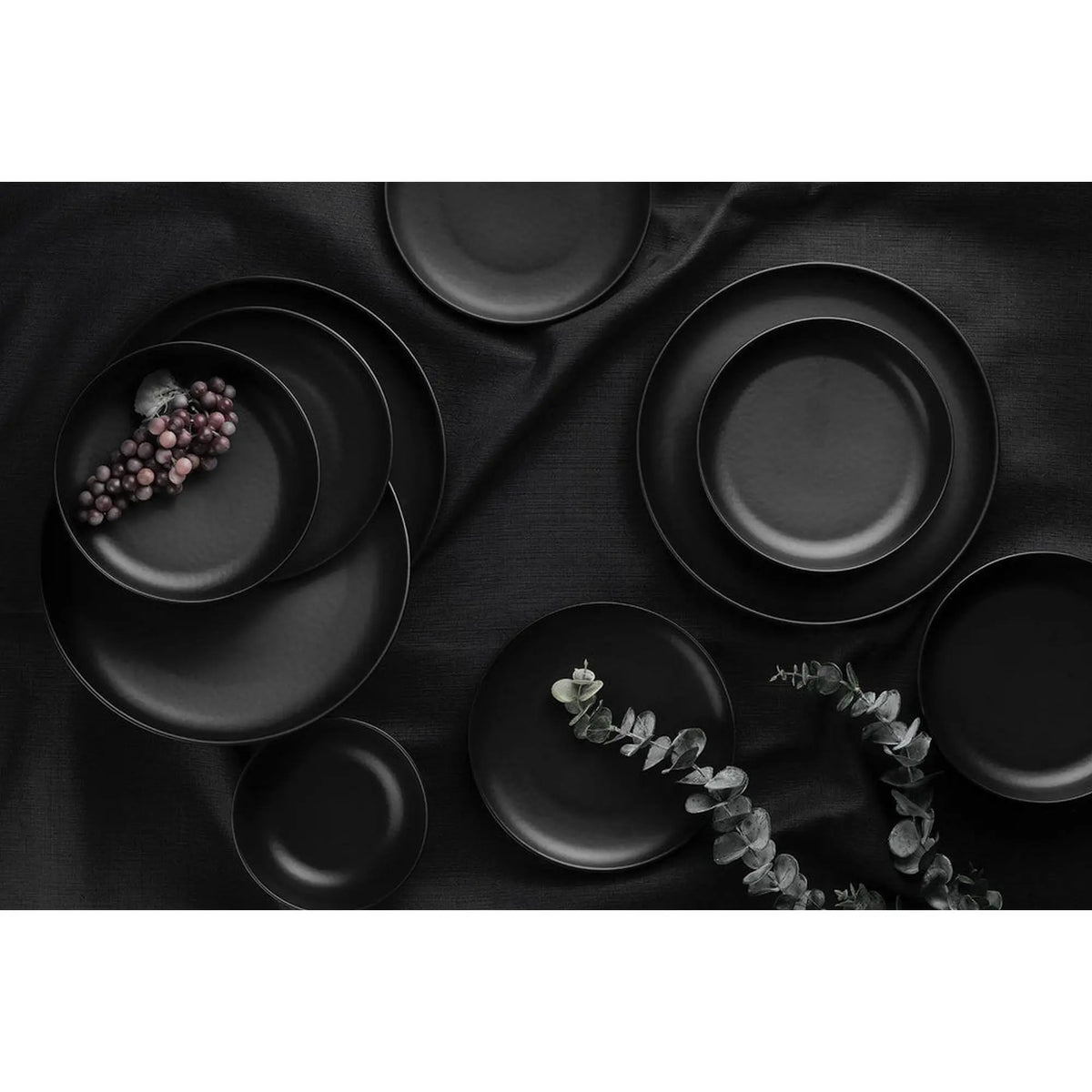 Set de cina CRT16YS740170, 16 piese, negru mat, portelan
