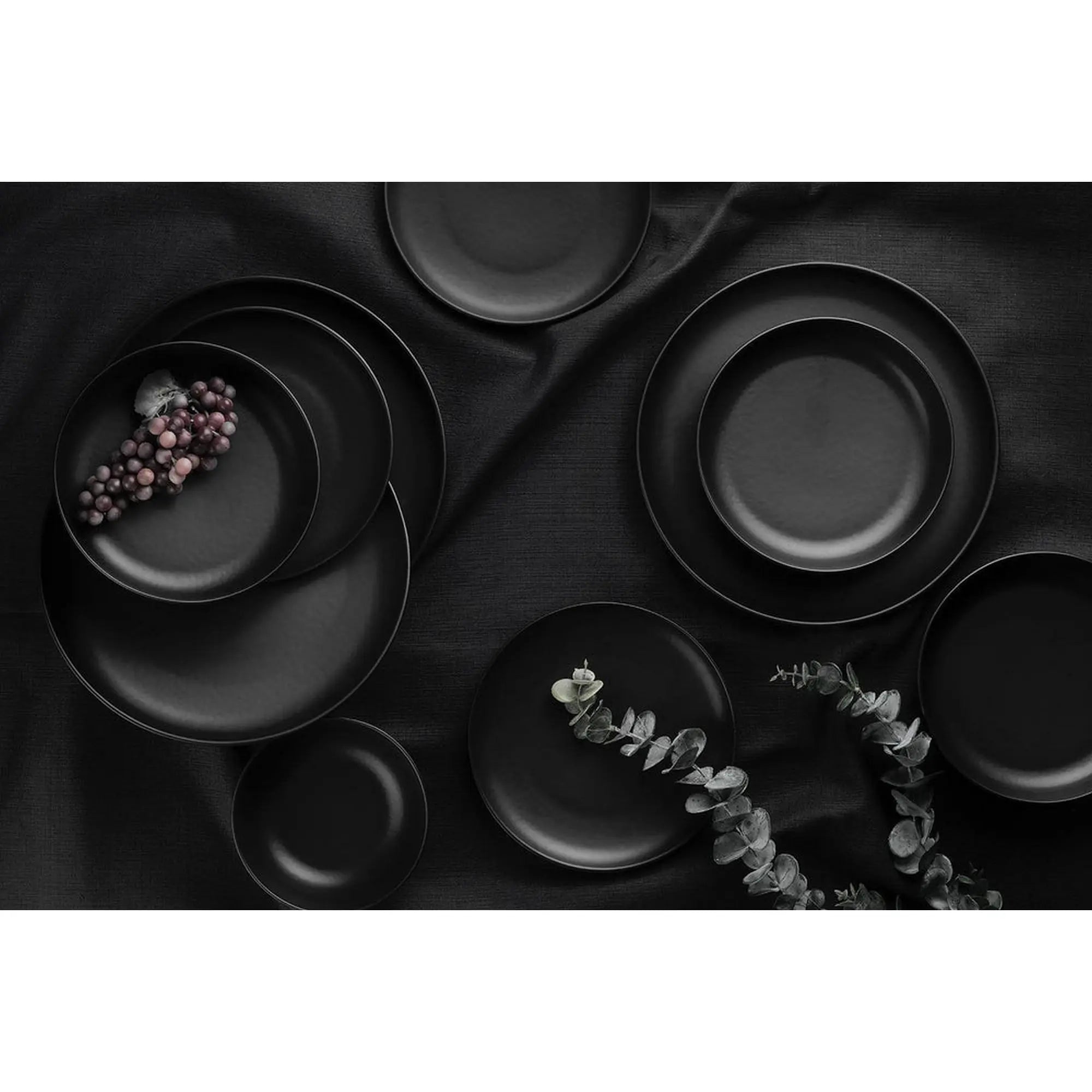 Set de cina CRT16YS740170, 16 piese, negru mat, portelan