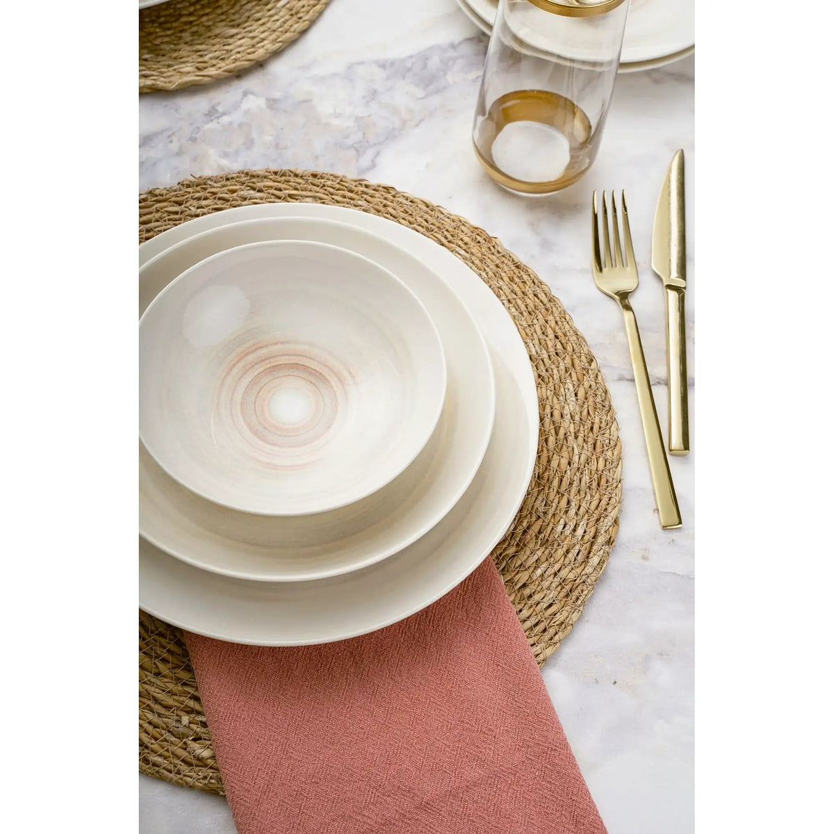 Set de cină GBSATN24KY4E31342, 24 piese, multicolor, porțelan