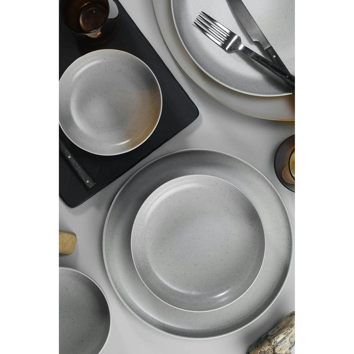 Set de cina MOD12Y1720159, 12 piese, gri, portelan