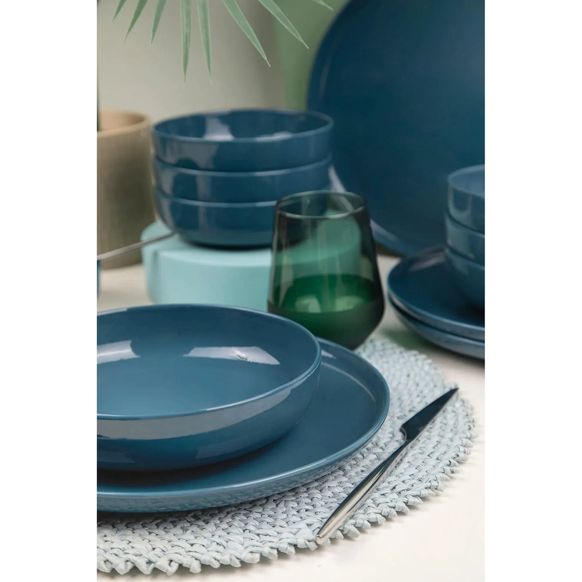 Set de cină MOD12Y1A740925, 12 piese, albastru închis, porțelan