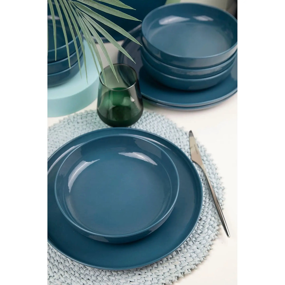 Set de cină MOD12Y1A740925, 12 piese, albastru închis, porțelan