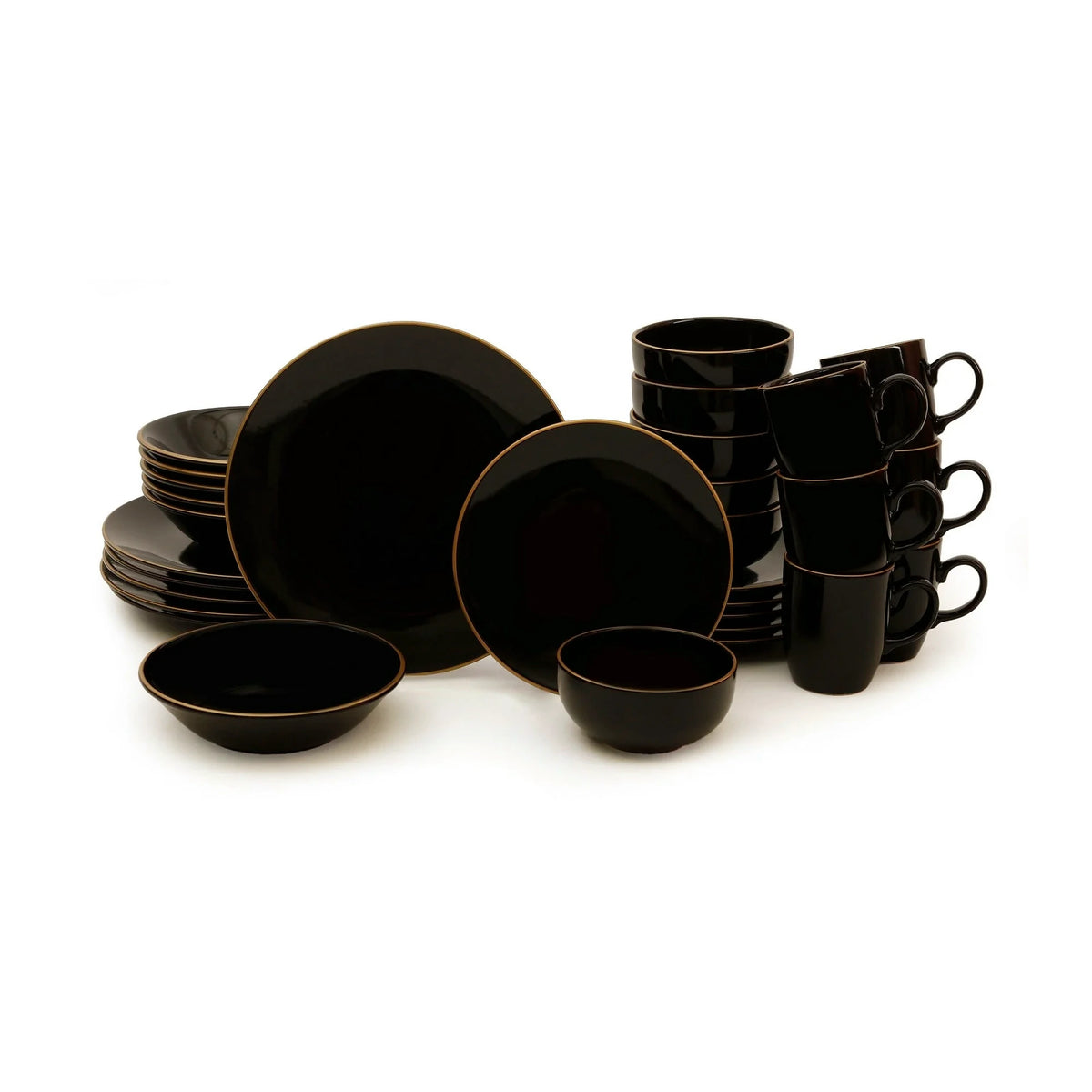 Set de cină TY040030F650A841600MAA4Y00, 30 piese, negru, ceramică