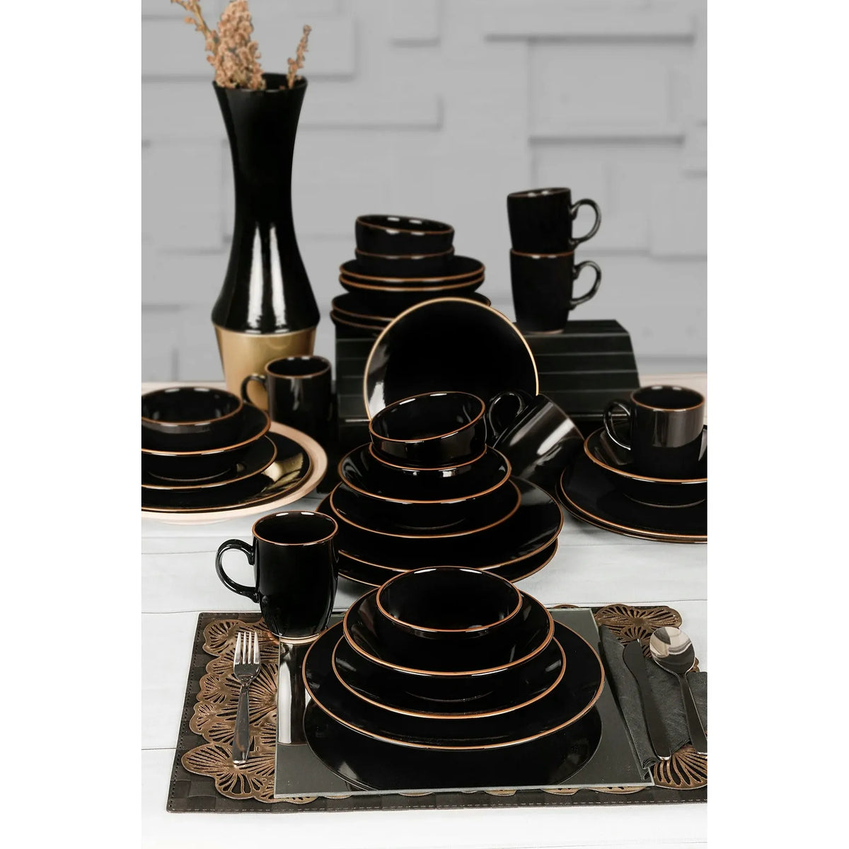 Set de cină TY040030F650A841600MAA4Y00, 30 piese, negru, ceramică