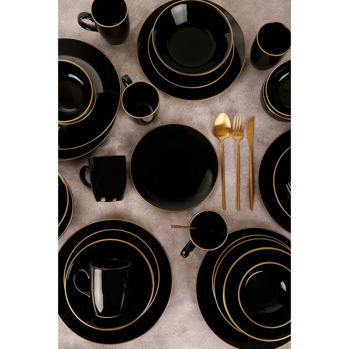 Set de cină TY040030F650A841600MAA4Y00, 30 piese, negru, ceramică
